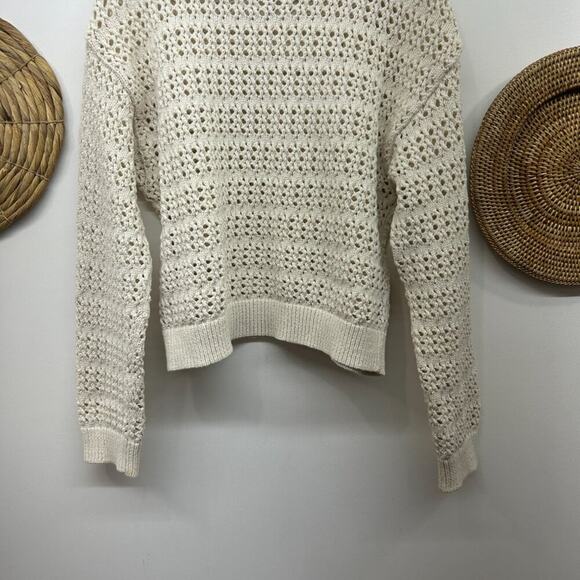 Universal Thread Neutral Off White Cream Open Knit Crew Neck Sweater XL Boho - Picture 4 of 6